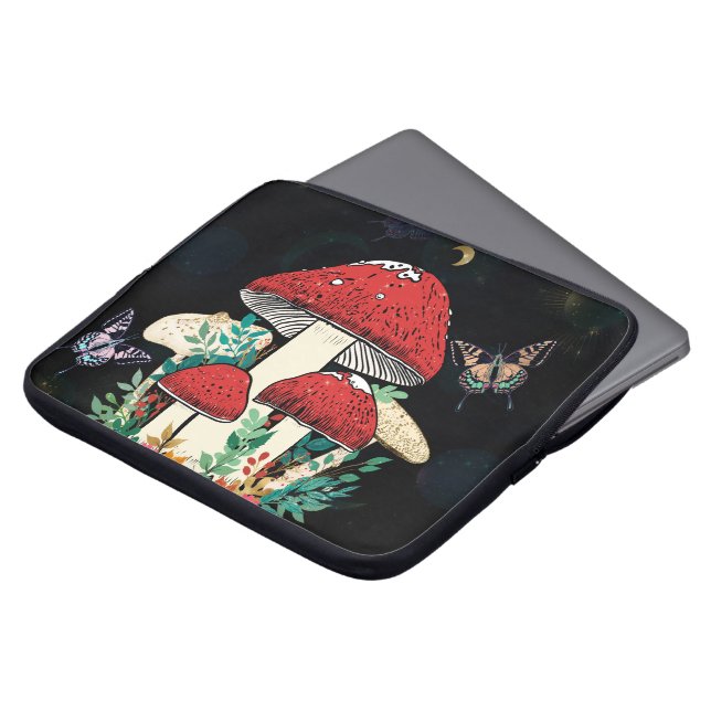Celestial Moon Boho Magic Mushrooms Laptopschutzhülle (Vorne Oben)