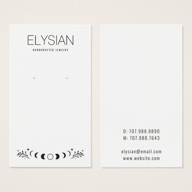 Celestial Moon Earring Juwelierkarten (Vorne & Hinten)