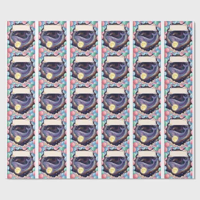 Celestial Moon Gift Wrapping Paper  Geschenkpapier (Flach)