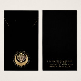 Celestial Moon Gold Black Earring Necklace Display