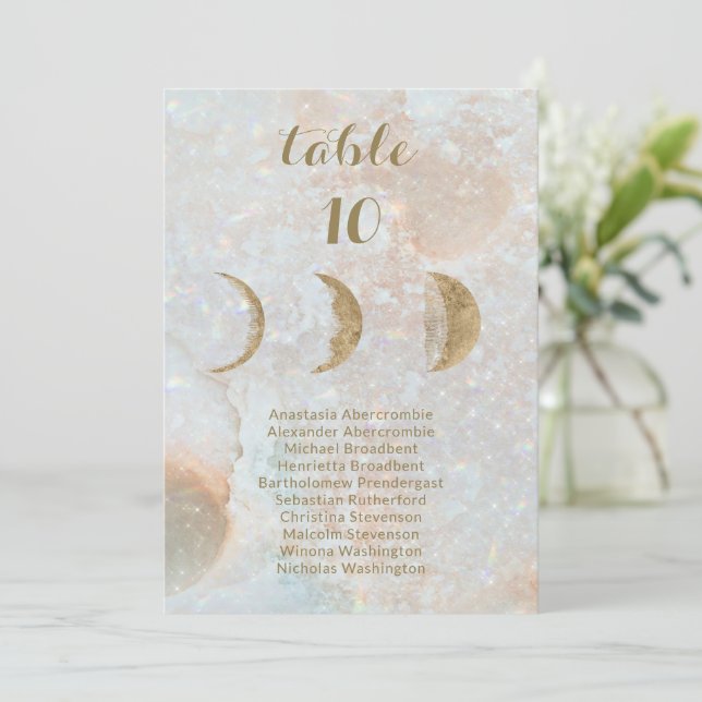 Celestial Moon Individuellen Namens Hochzeitssatte Ankündigung (Stehend Vorderseite)