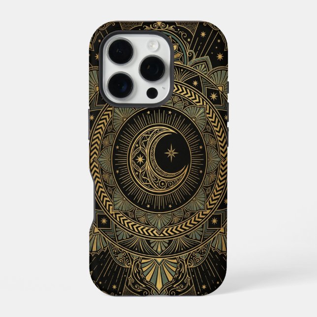 Celestial Moon Mandala | Art iPhone 16 Pro Case Hülle (Rückseite)