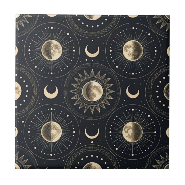 Celestial Moon Phase (4) Fliese (Vorderseite)