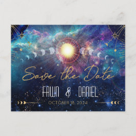 Celestial Moon Phase Save the Date Postkarte