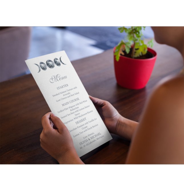 Celestial Moon Phases Boho Editable Wedding Menu (Créateur téléchargé)
