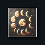 Celestial Moon Phases Cycle - Mystical Gold and Ch Leinwanddruck<br><div class="desc">A captivating celestial composition depicting the various phases of the moon in a circular arrangement. Each moon phase is richly textured with craters and golden highlights, set against a deep charcoal sky filled with shimmering stars and nebula dust. Perfect for astronomy lovers, mystical home decor, or as a serene focal...</div>