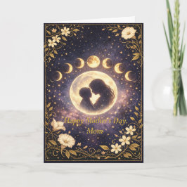 Celestial Moon Phases Floral Night Sky Design Karte