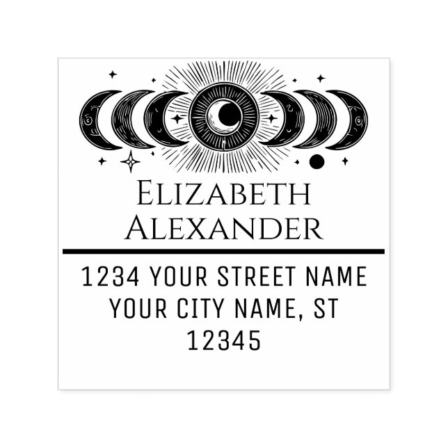 Celestial Moon Phases Name Rücksendeadresse #1 Permastempel (Design)
