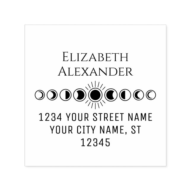 Celestial Moon Phases Name Rücksendeadresse #2B Permastempel (Design)