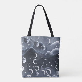 Celestial Moon Phases Soft Grey Luxury Aesthetic Tasche
