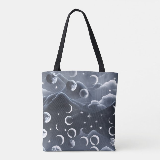 Celestial Moon Phases Soft Grey Luxury Aesthetic Tasche (Rückseite)