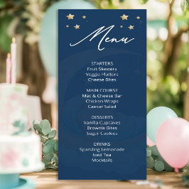 Celestial Moon Stars Baby Shower Menu Card Menükarte