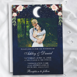Celestial Moon Stars Foto Wedding Einladung
