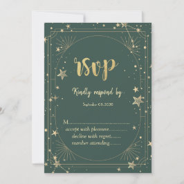 Celestial Moon Stars Frame Wedding RSVP   Einladung