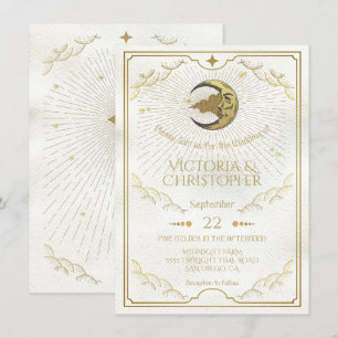 Celestial Moon & Stars Imitate Goldhochzeit Einladung