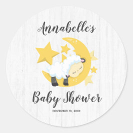 Celestial Moon Stars & Lamb Baby Dusche Einladung Runder Aufkleber
