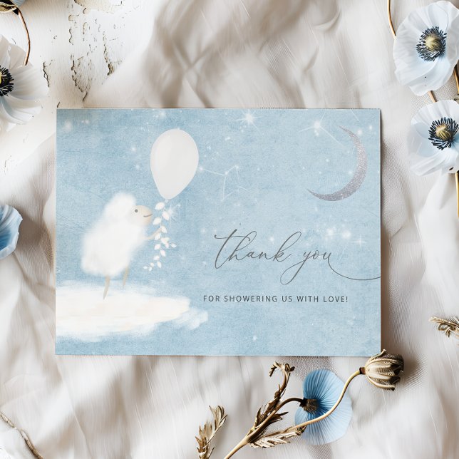 Celestial Moon Stars & Lamb Baby Dusche Vielen Dan Dankeskarte (Von Creator hochgeladen)
