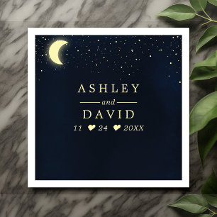 Celestial Moon Stars Midnight Blue Wedding Serviette