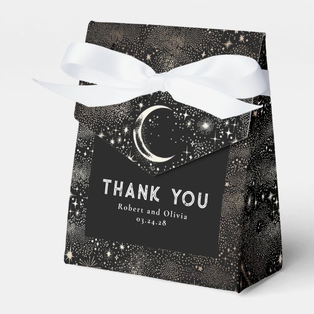 Celestial Moon Stars Mystical Wedding Vielen Dank Geschenkschachtel (Vorderseite)