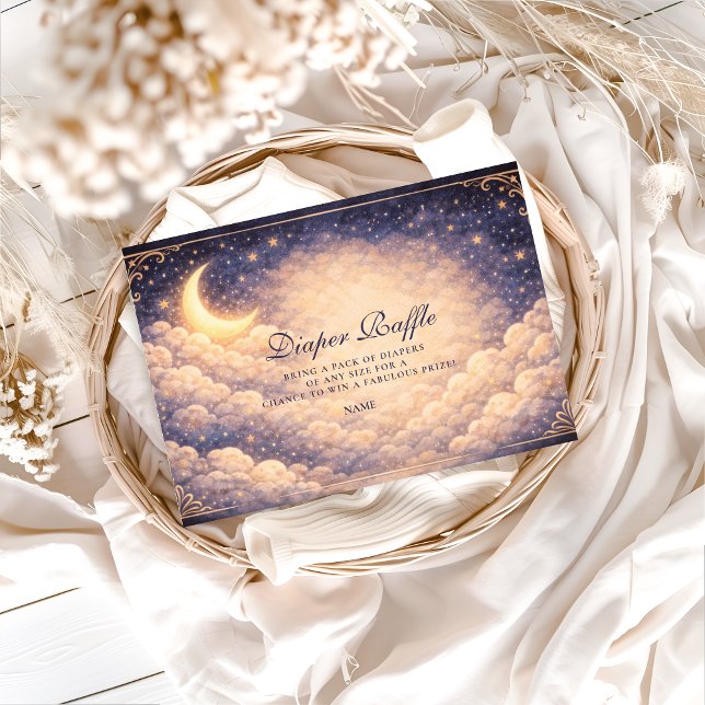 Celestial Moon Stars Neutral Diapper Raffle  Begleitkarte (Von Creator hochgeladen)