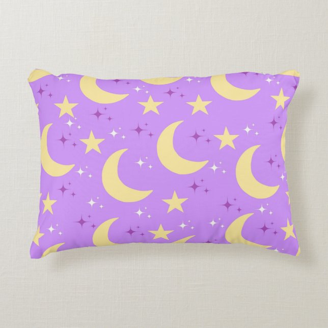 Celestial Moon Stars Pattern Dekokissen (Vorderseite)
