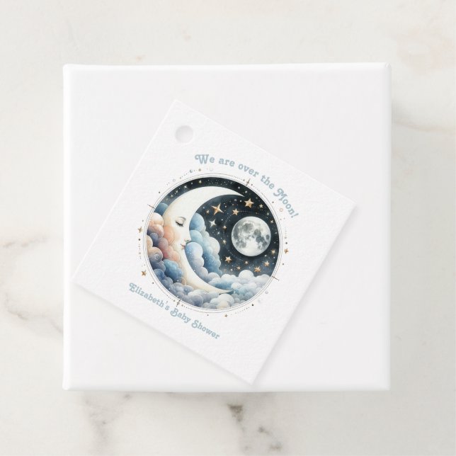 Celestial Moon & Stars über der Mond Babydusche Geschenkanhänger (Beispiel)