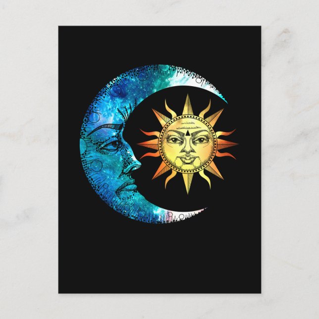 Celestial Moon Sun Spiritualität Luna Art Postkarte (Vorderseite)