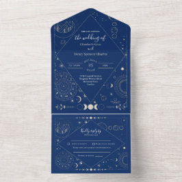 Celestial moon sun stars constellations wedding all in one einladung