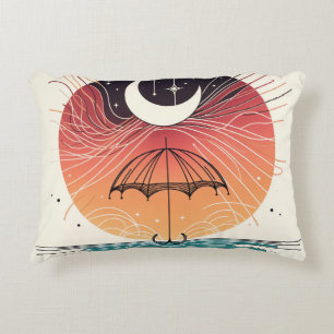 Celestial Moon Umbrella mit Star Rain Art Dekokissen
