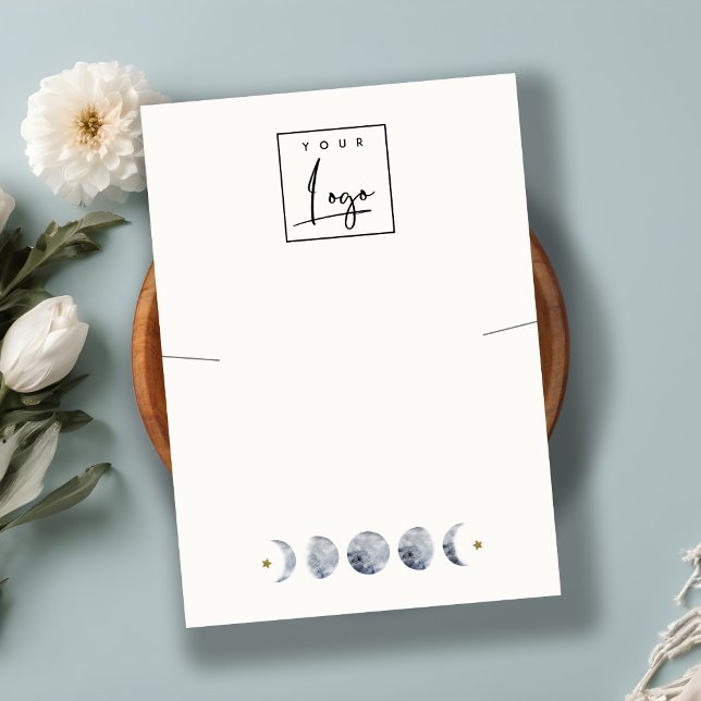 Celestial Moon Watercolor Necklace Display Logo Visitenkarte (Von Creator hochgeladen)