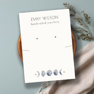 Celestial Moon Watercolor Necklace Earring Display Visitenkarte