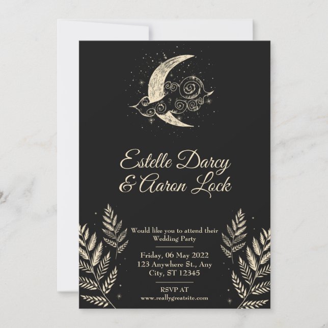 Celestial Moon Wedding Invite Einladung (Vorderseite)