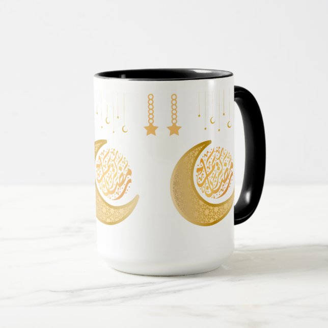 Celestial Mug – Gold Crescent Moons & Stars for Dr (Devant droit)