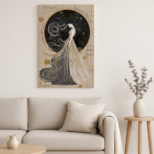 Celestial Muse Wall Art Dreamy Cosmic Woman Leinwanddruck
