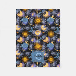 Celestial Muster Moon Stars Sun Monogram Baby Fle Fleecedecke