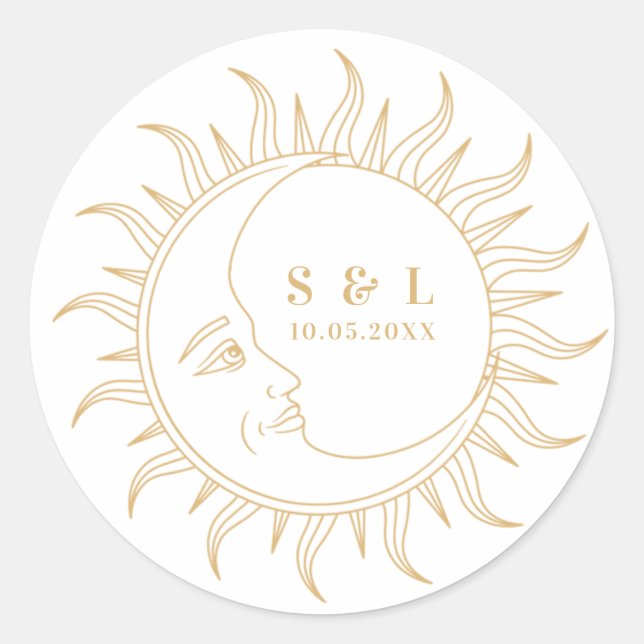 Celestial Mystical Elements Starsign Envelope Runder Aufkleber (Vorderseite)