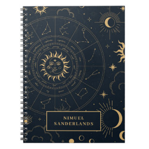 Celestial Mystical Elements Starsign Notebook Notizblock