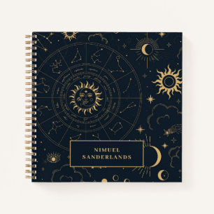Celestial Mystical Elements Starsign Notebook Notizbuch