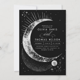 Celestial Mystical Moon Starry Night Boho Wedding Einladung