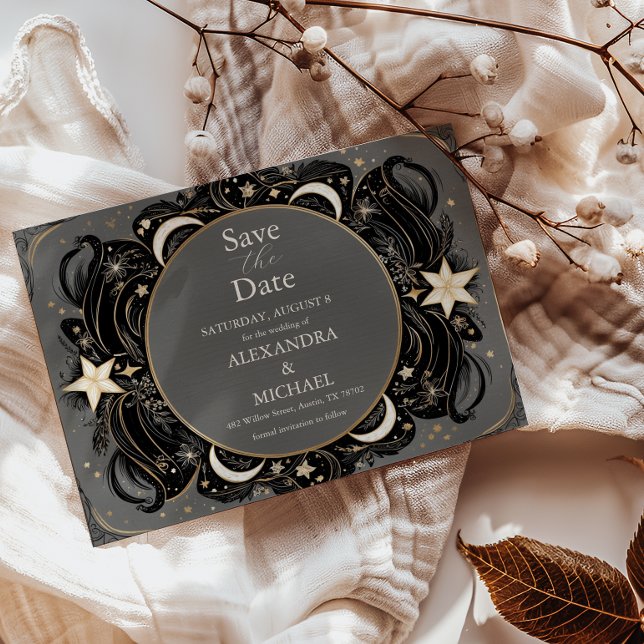 Celestial Mystical Moon Starry Night Boho Wedding Save The Date (Von Creator hochgeladen)