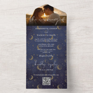 Celestial Mystical QR Code Wedding Foto All In One Einladung