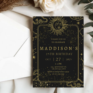 Celestial Mystical Starry Night Starsign Geburtsta Einladung