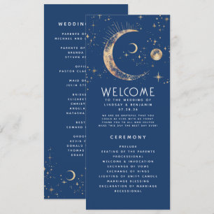 Celestial Navy Blue and Gold Hochzeitsprogramme Programm