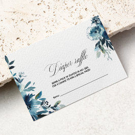 Celestial Navy Blue Floral Diaper Raffle Begleitkarte