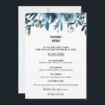 Celestial Navy Blue Floral Kissing Menu<br><div class="desc">Dieses himmlische marineblaue Kissingmenü ist perfekt für einen modernen Hochzeitsempfang. Das Design umfasst marinöse,  blaue und indigofarbene,  schön von Hand gezeichnet Bauern,  die schön in einem hübschen Bouquet angeordnet sind.</div>
