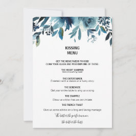Celestial Navy Blue Floral Kissing Menu
