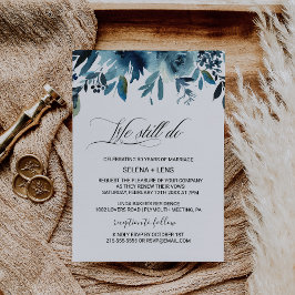 Celestial Navy Blue Floral Vow Renewal Einladung