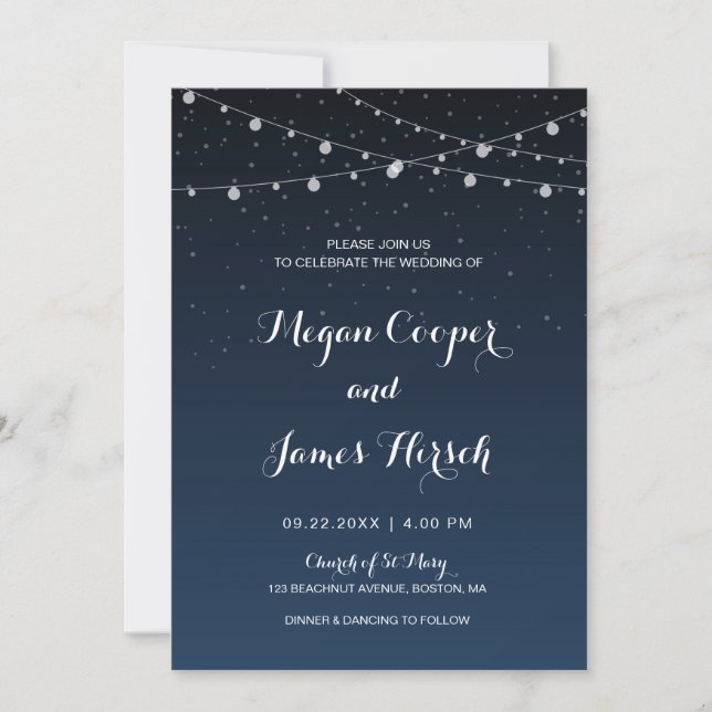 Celestial Navy Blue Starry Night Wedding Einladung (Vorderseite)