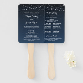 Celestial Navy Blue Starry Night Wedding Program Fächer