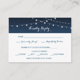 Celestial Navy Blue Starry Night Wedding RSVP Begleitkarte